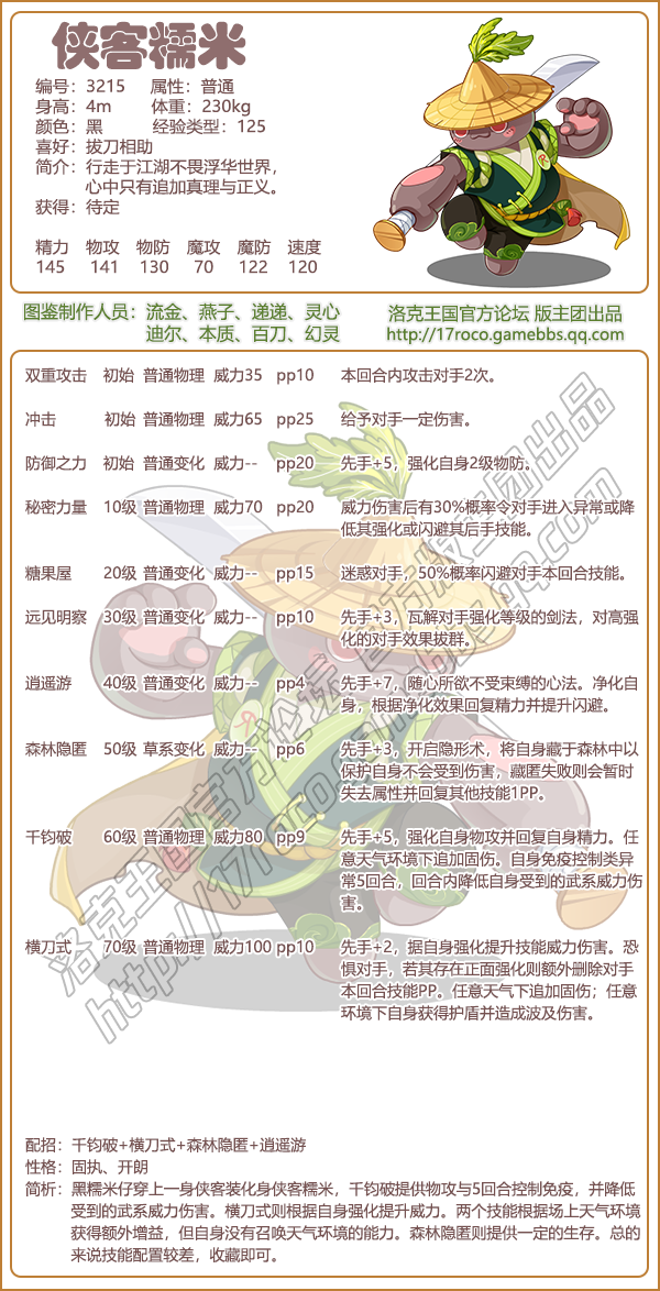 《洛克王国》侠客糯米性格技能搭配推荐-洛克王国游戏攻略推荐-第2张图片-拓城游