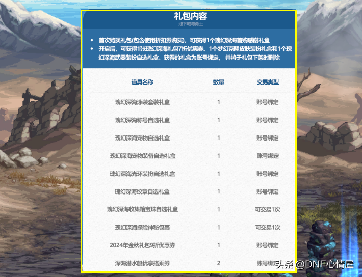 dnf升级支援礼包详细内容什么是dnf升级支援礼包详细内容（DNF：夏日礼包爆料！新增蓝色2%技攻宠物装备，纹章属性原地踏步）-第5张图片-拓城游